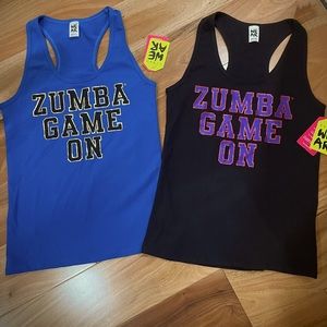 Zumba “GAME ON” Racerback Tanks 2 for $25